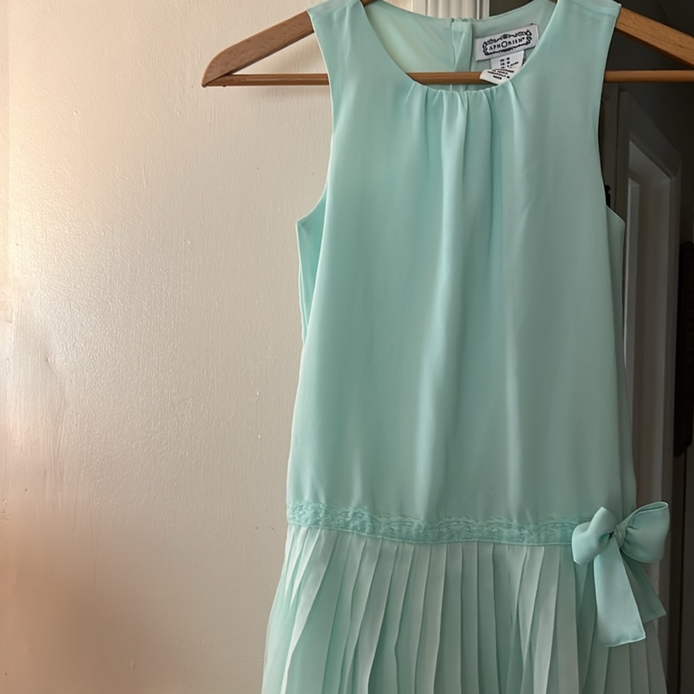Girls Light Aqua Aphorism Dress.